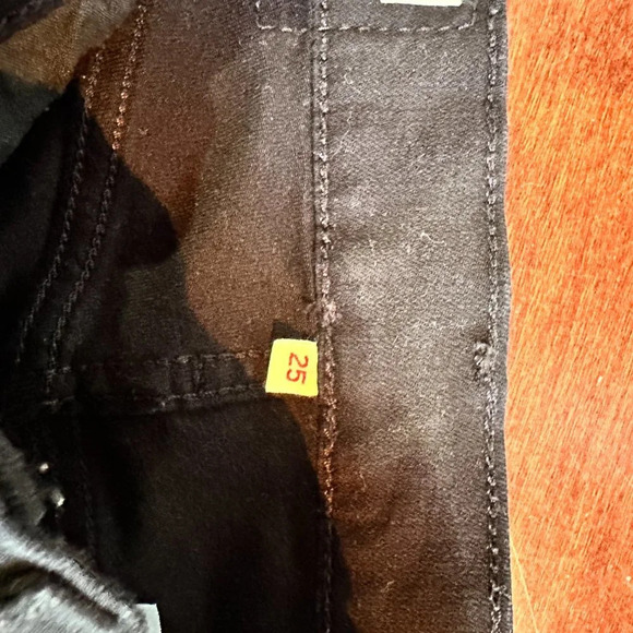 LEVI'S PREMIUM Stretch Straight Leg Raw Hem Black Denim Jeans - 25 - Picture 10 of 11